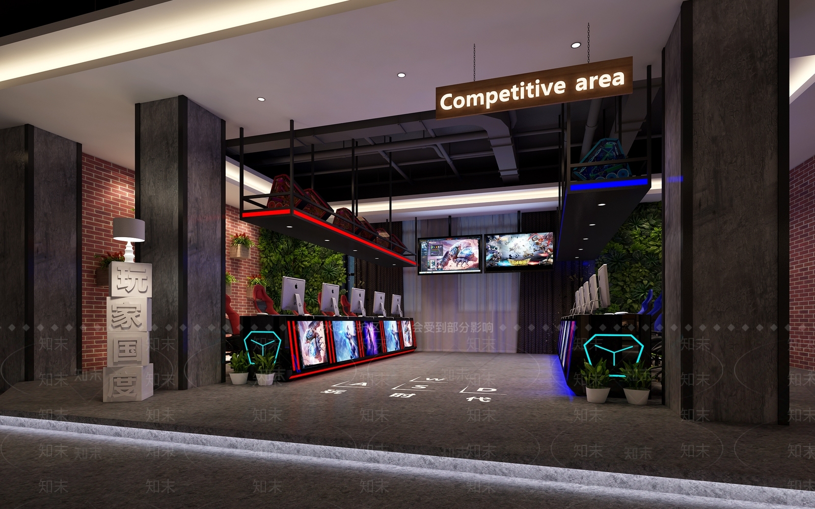 工业风网吧网咖3D模型下载【ID:1111955478】