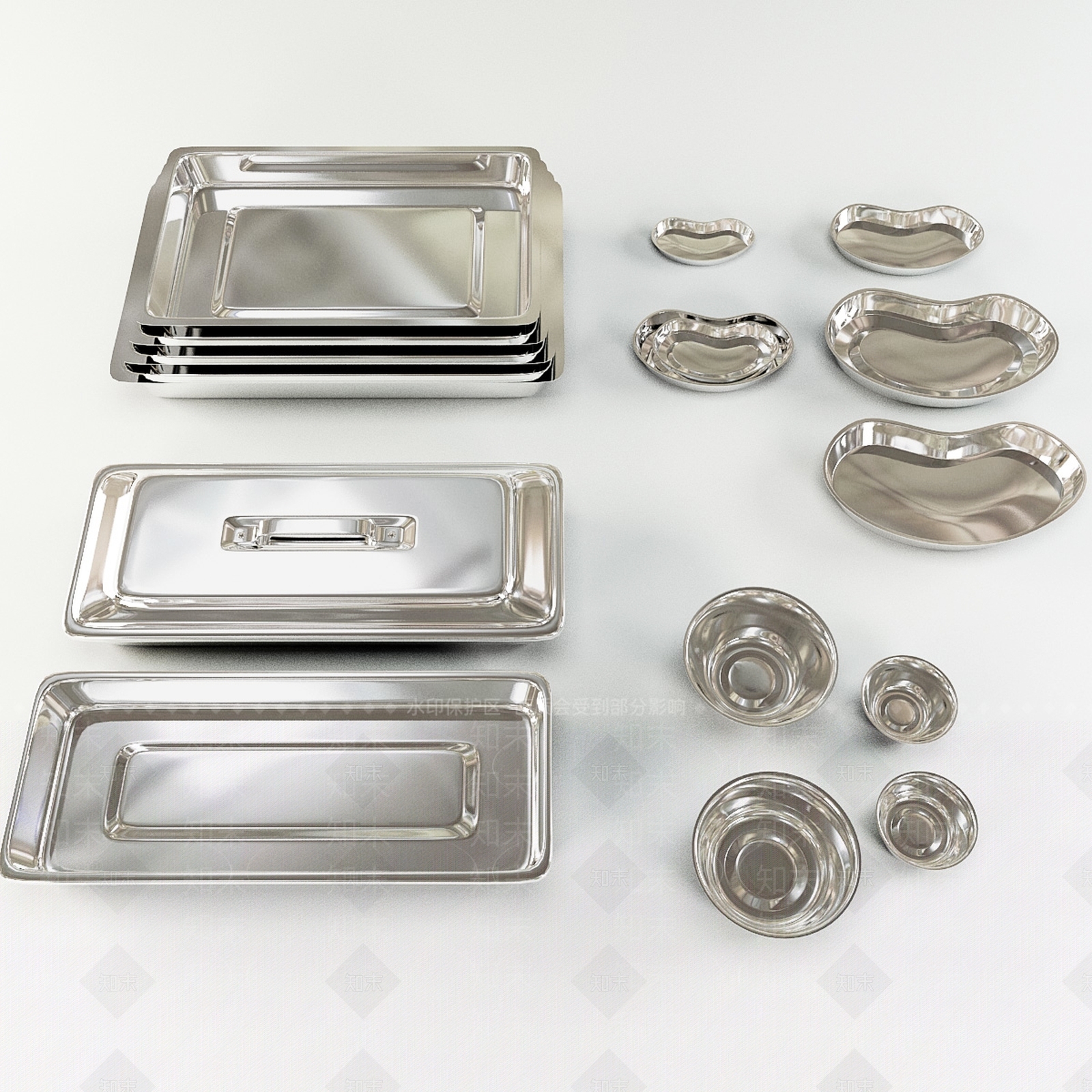 现代不锈钢餐盘3D模型下载【ID:1111965024】