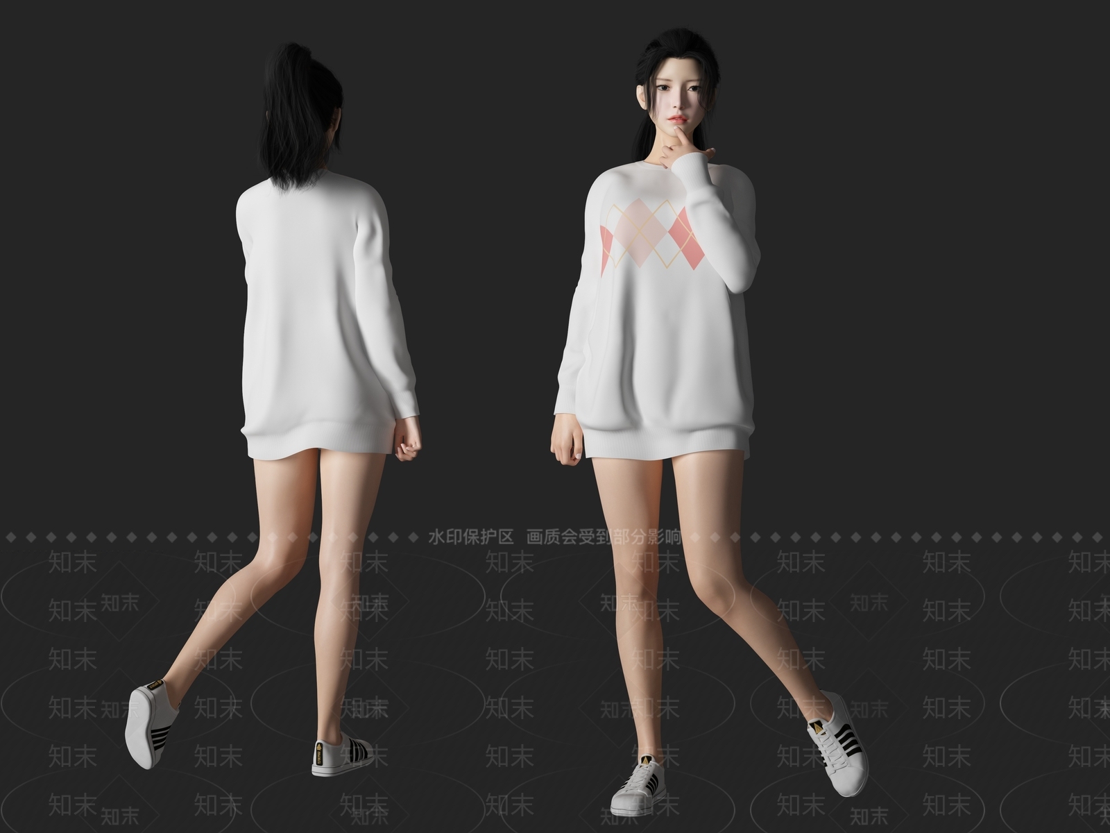 现代女人SU模型下载【ID:1111971283】