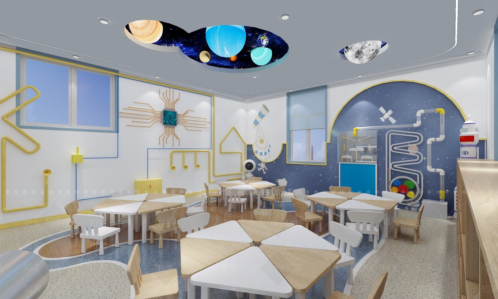 现代幼儿园航天主题科学探索教室3D模型下载【ID:1111977508】