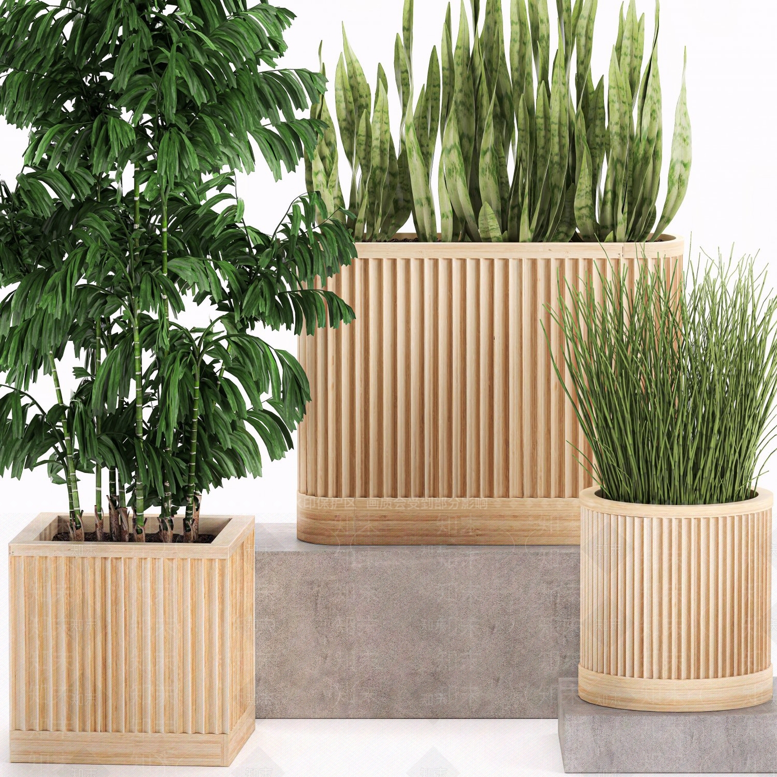 现代绿植花箱3D模型下载【ID:1111979321】