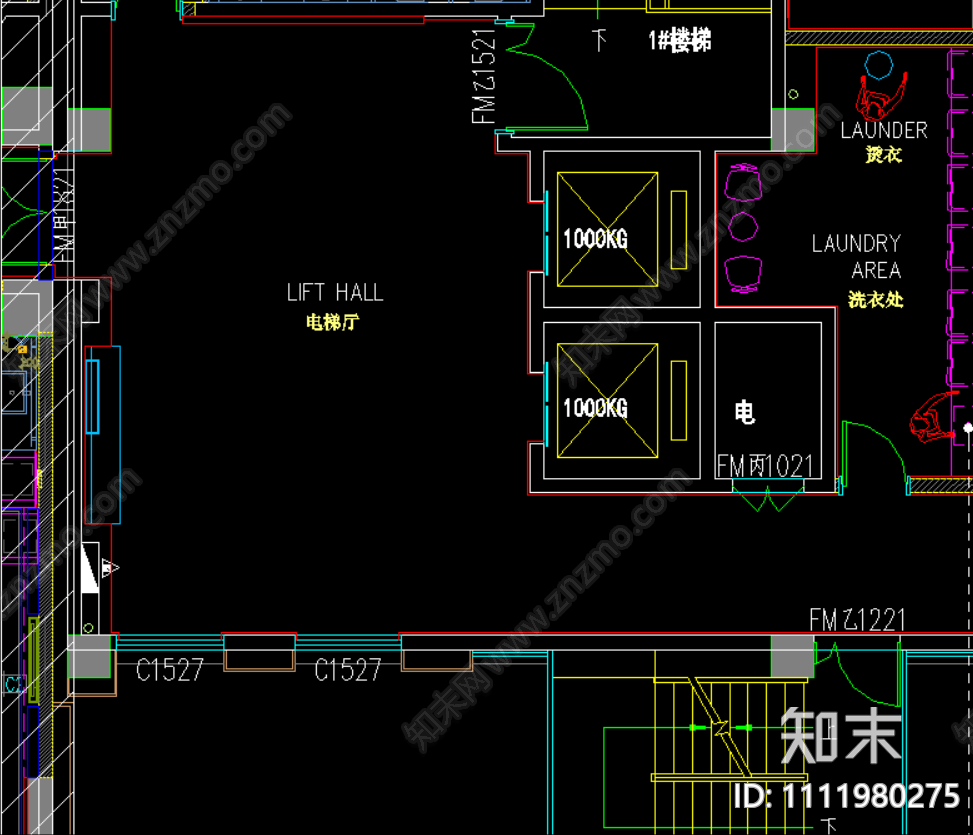 现代简约商业电梯厅cad施工图下载【ID:1111980275】