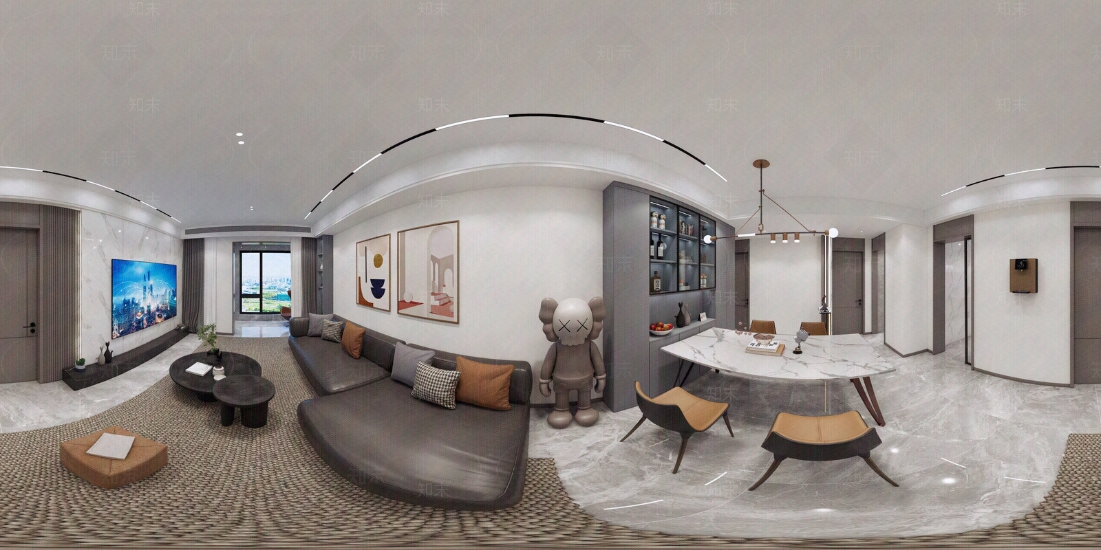 HDR现代风格客餐厅贴图下载【ID:1111982403】