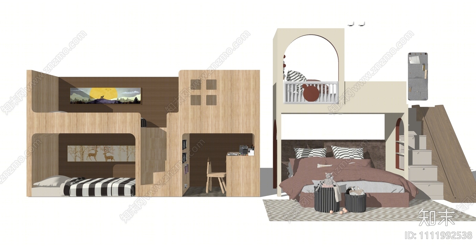 现代双层床SU模型下载【ID:1111992538】