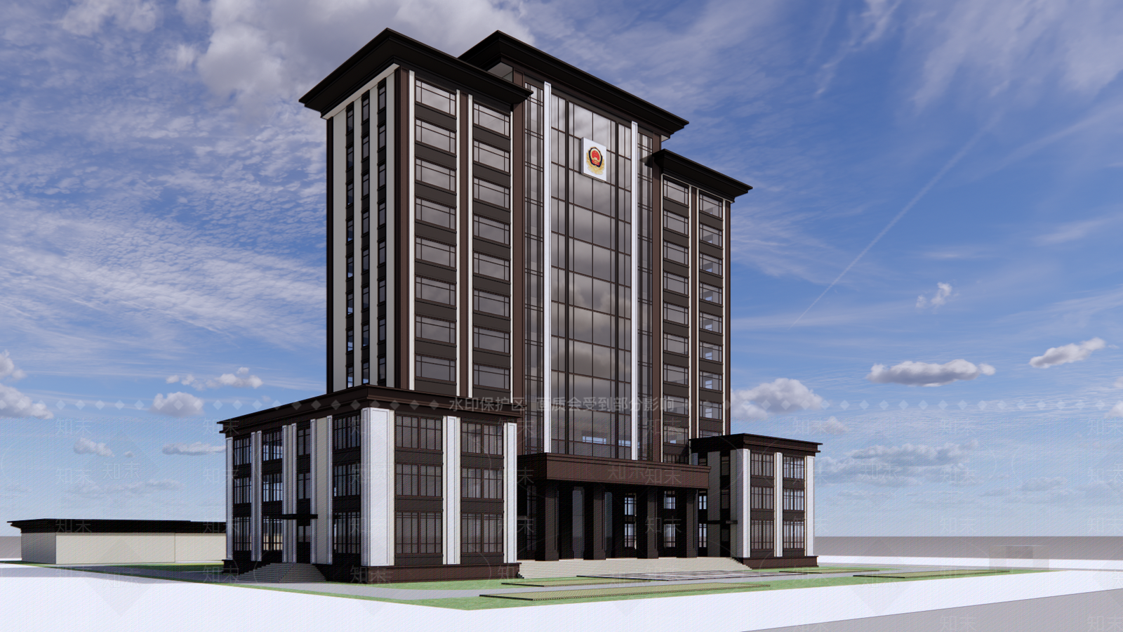 新中式高层办公楼SU模型下载【ID:1111994658】