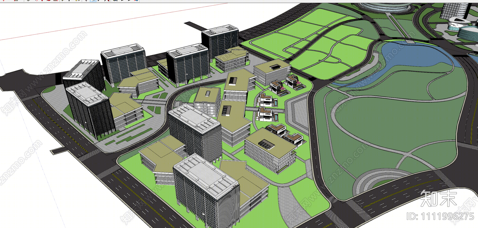 现代产业园鸟瞰图规划SU模型下载【ID:1111996275】