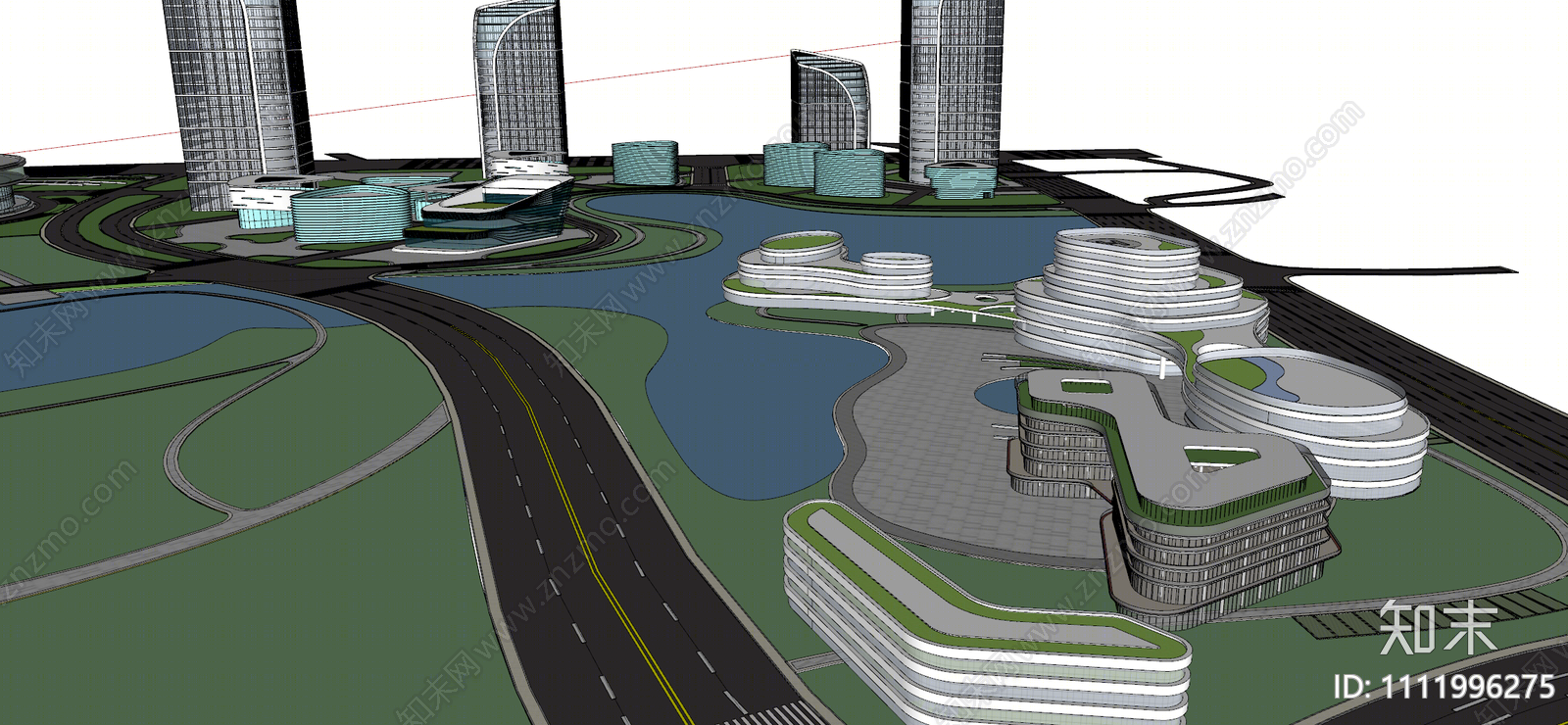 现代产业园鸟瞰图规划SU模型下载【ID:1111996275】