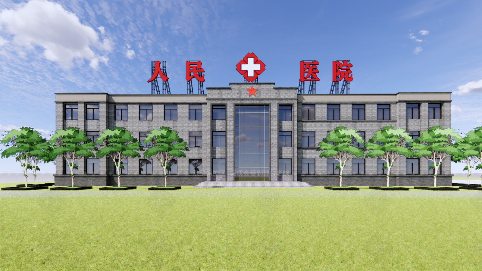 现代医院建筑SU模型下载【ID:1112394424】