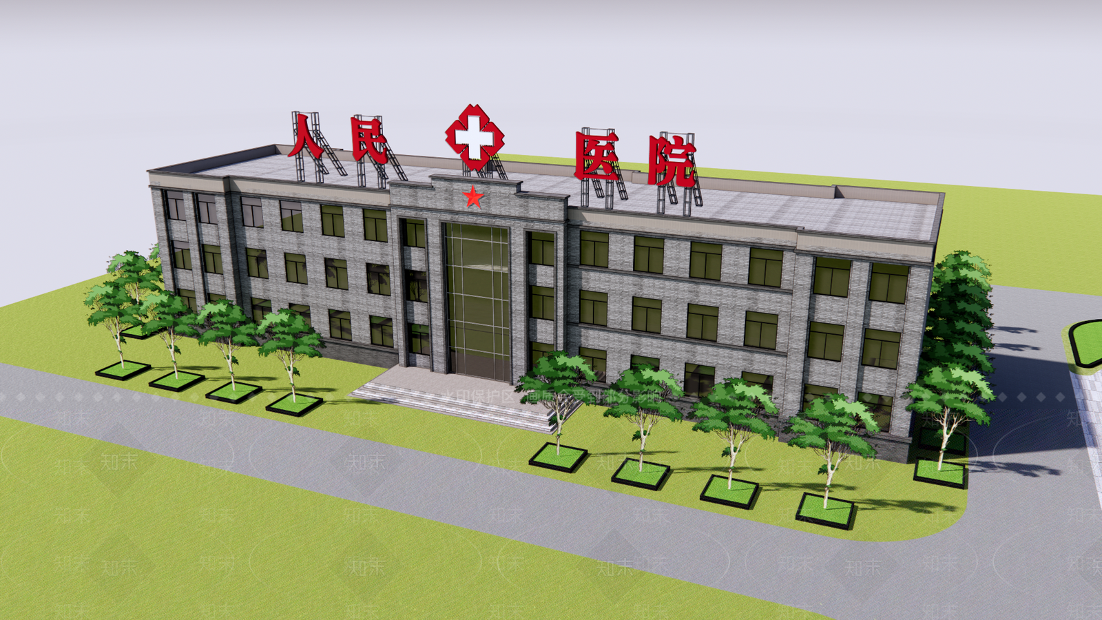 现代医院建筑SU模型下载【ID:1112394424】