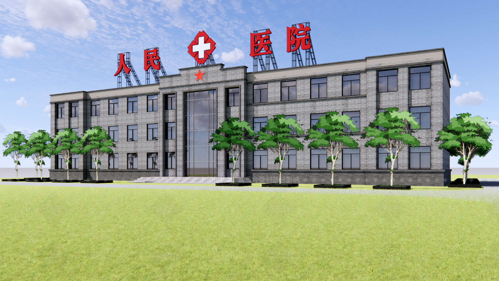 现代医院建筑SU模型下载【ID:1112394424】