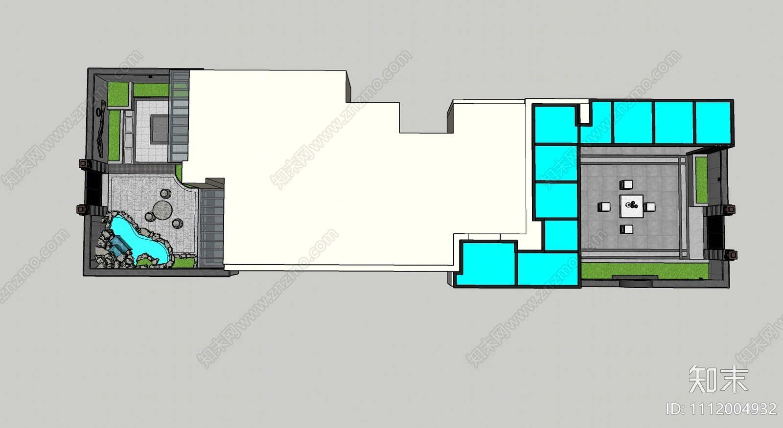 新中式庭院花园SU模型下载【ID:1112004932】