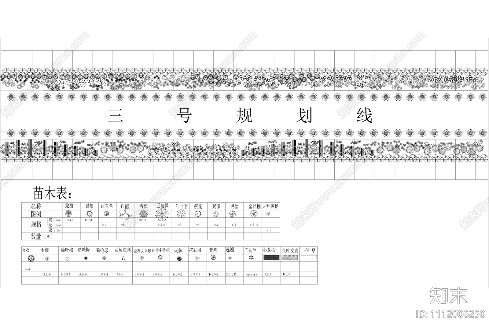 道路绿化种植设计平面图施工图下载【ID:1112006250】
