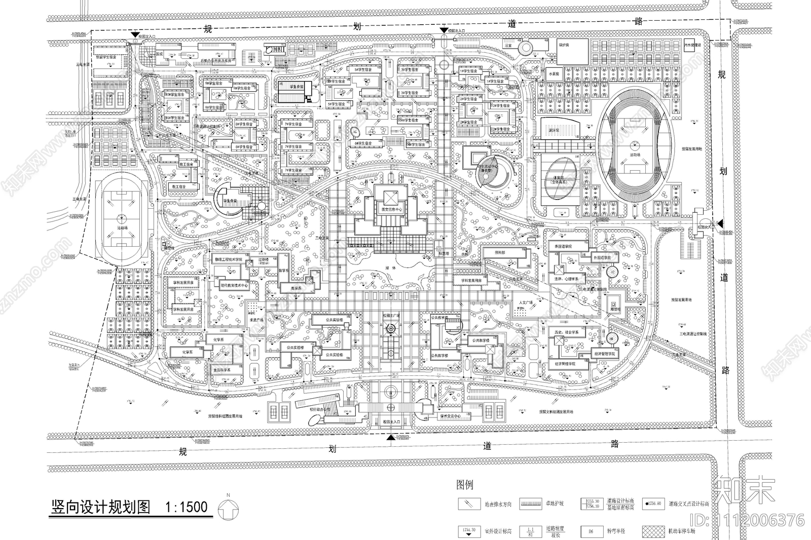学校景观设计总平面图施工图下载【ID:1112006376】