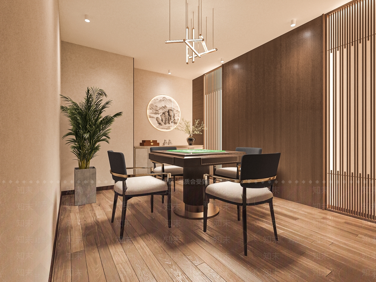新中式棋牌室SU模型下载【ID:1112008541】