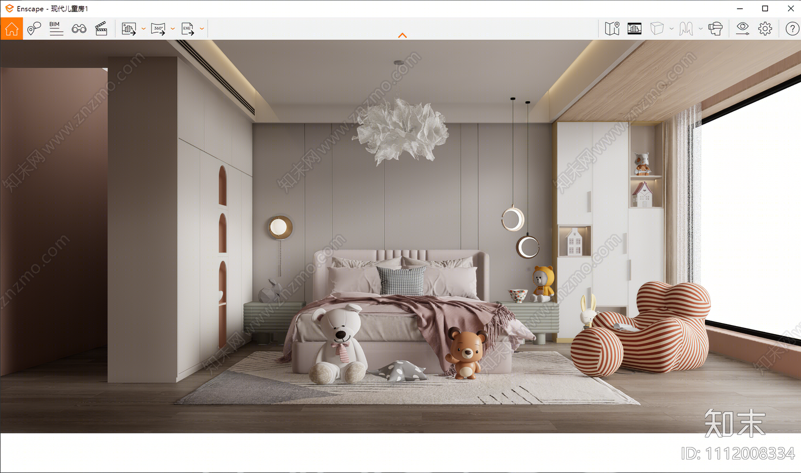 现代儿童房SU模型下载【ID:1112008334】
