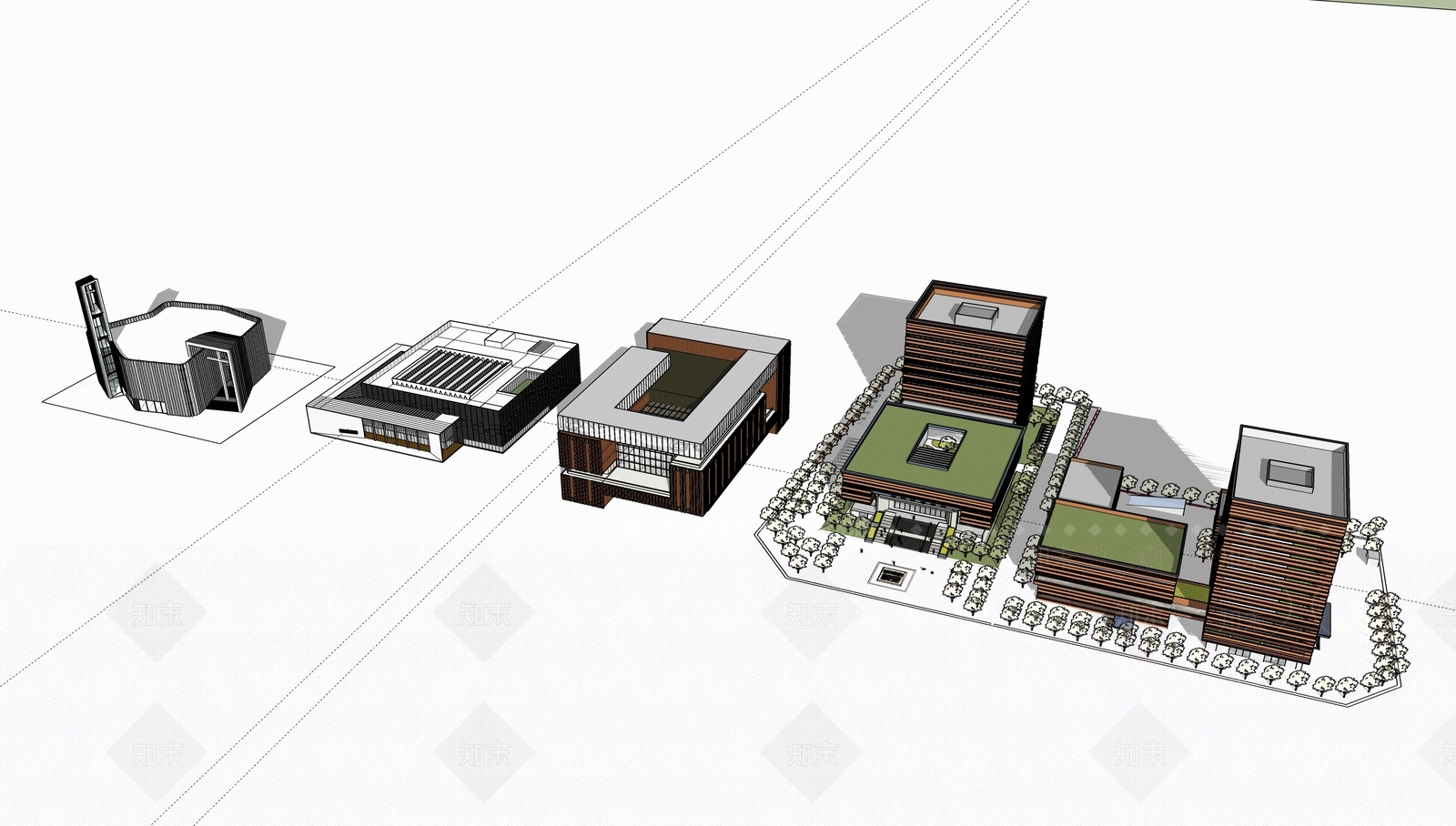 展览馆建筑SU模型精品下载_SketchUp模型_知末网
