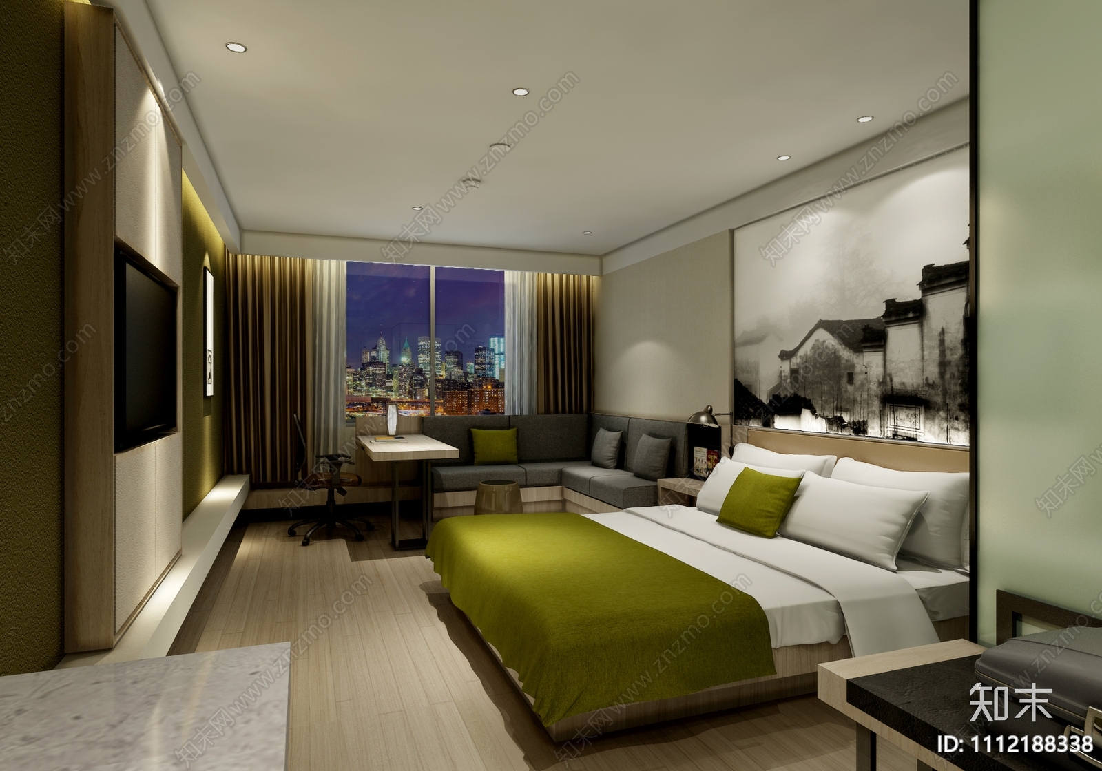 亚朵酒店大床房施工图下载【ID:1112188338】