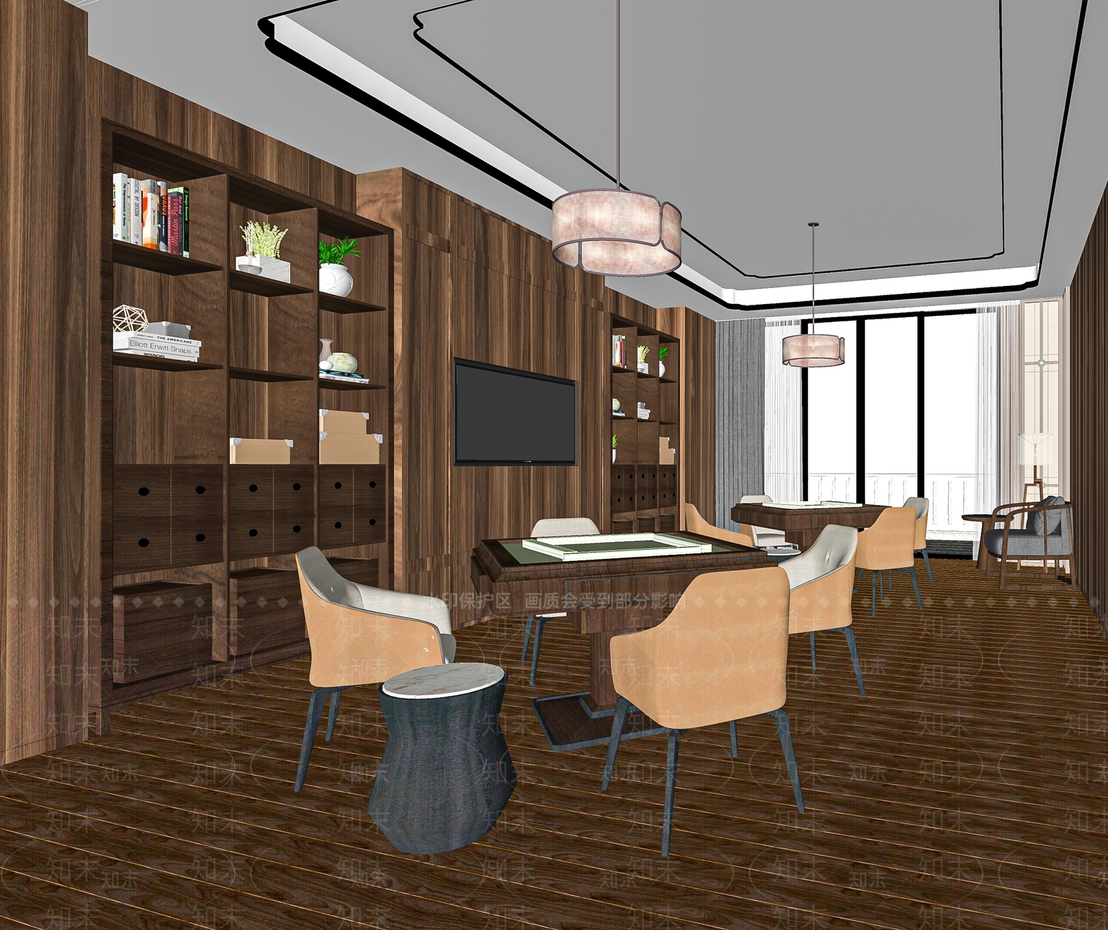 新中式棋牌室SU模型下载【ID:1112014474】