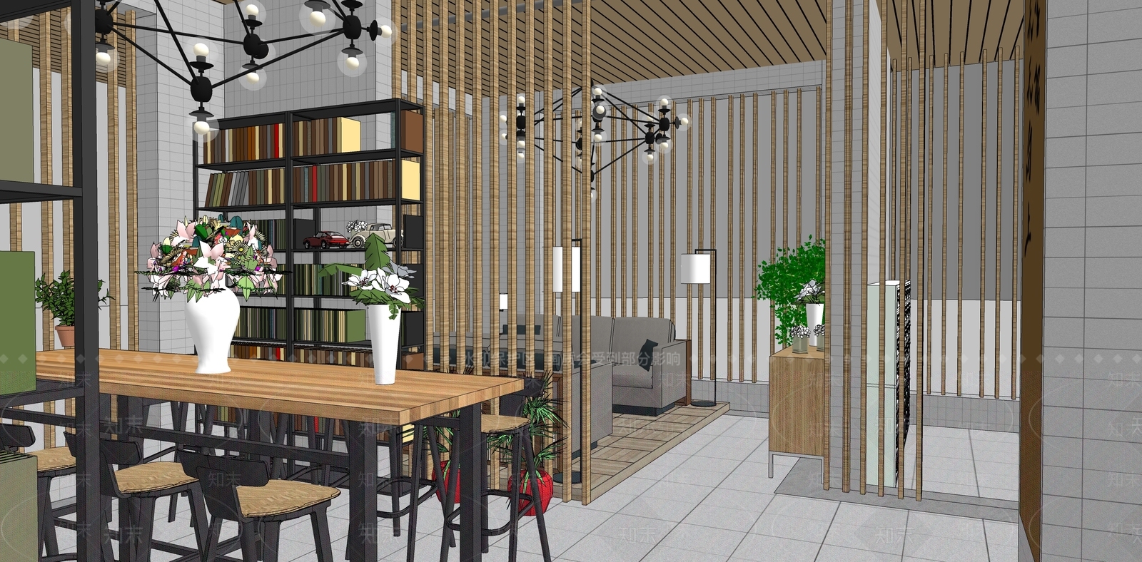 现代架空层休息区SU模型下载【ID:1112109144】