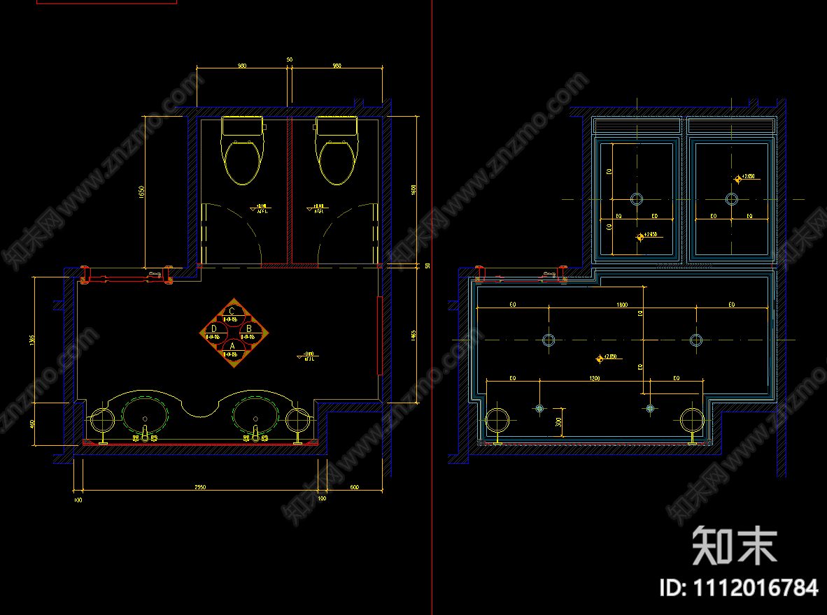 卫生间cad施工图下载【ID:1112016784】