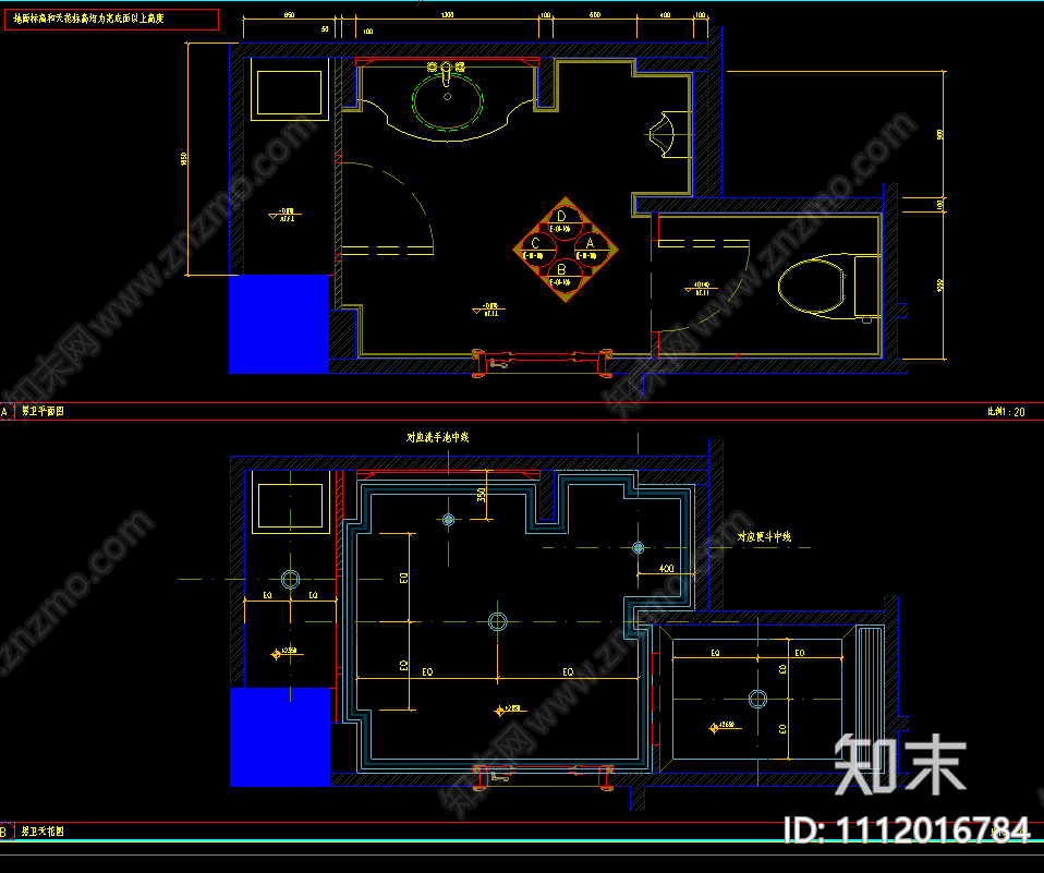 卫生间cad施工图下载【ID:1112016784】