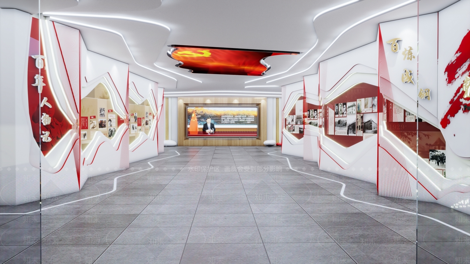现代党建展厅SU模型下载【ID:1112023795】