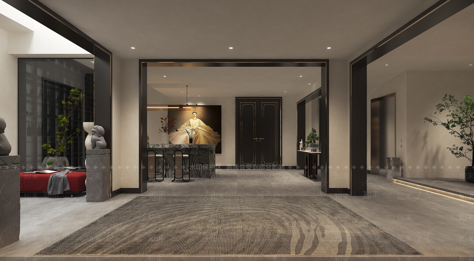 新中式品酒室酒窖3D模型下载【ID:1112036449】