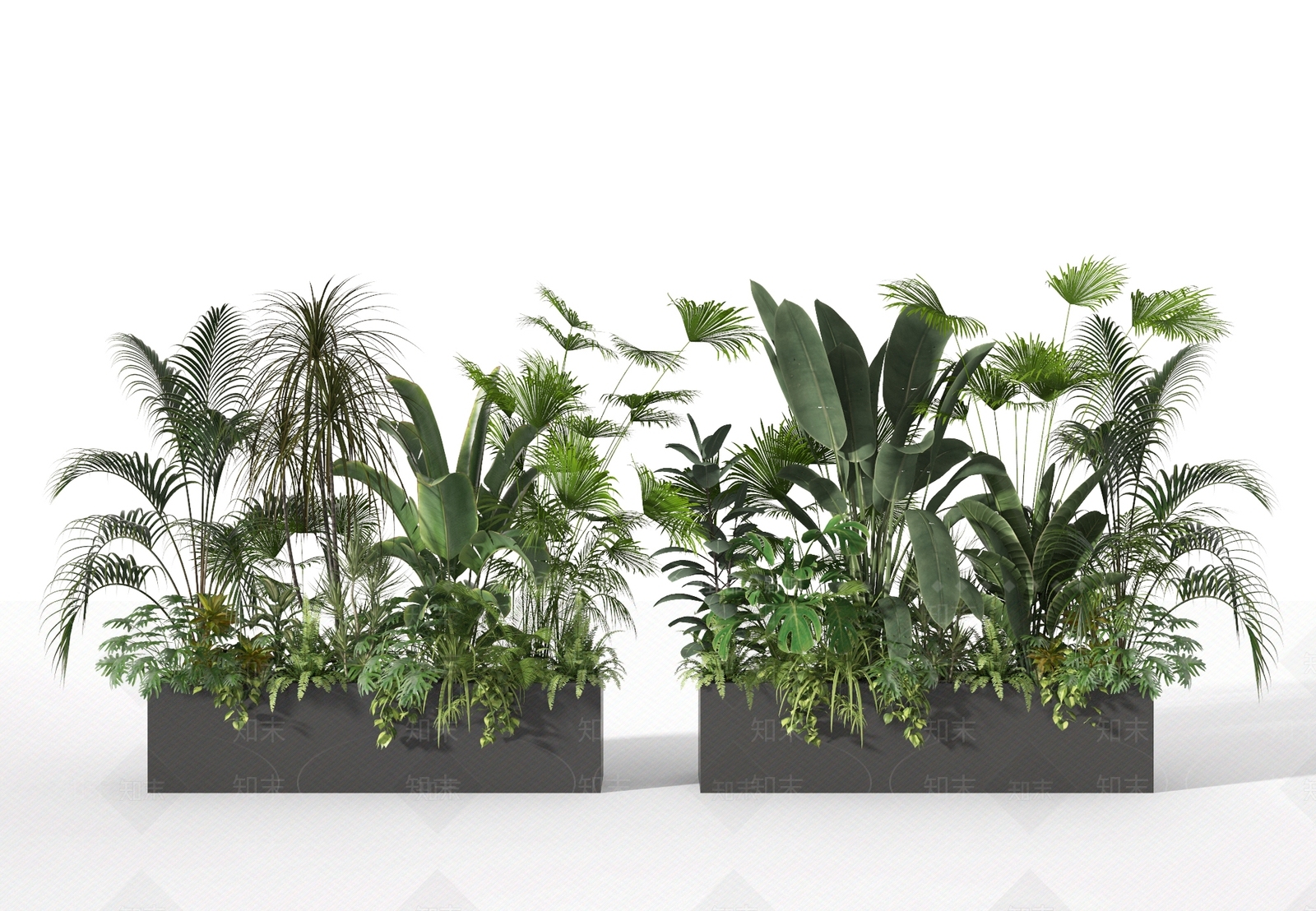 现代植物堆3D模型下载【ID:1112054338】
