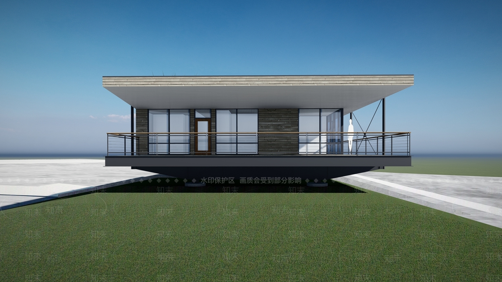 现代售楼处建筑SU模型下载【ID:1112102433】