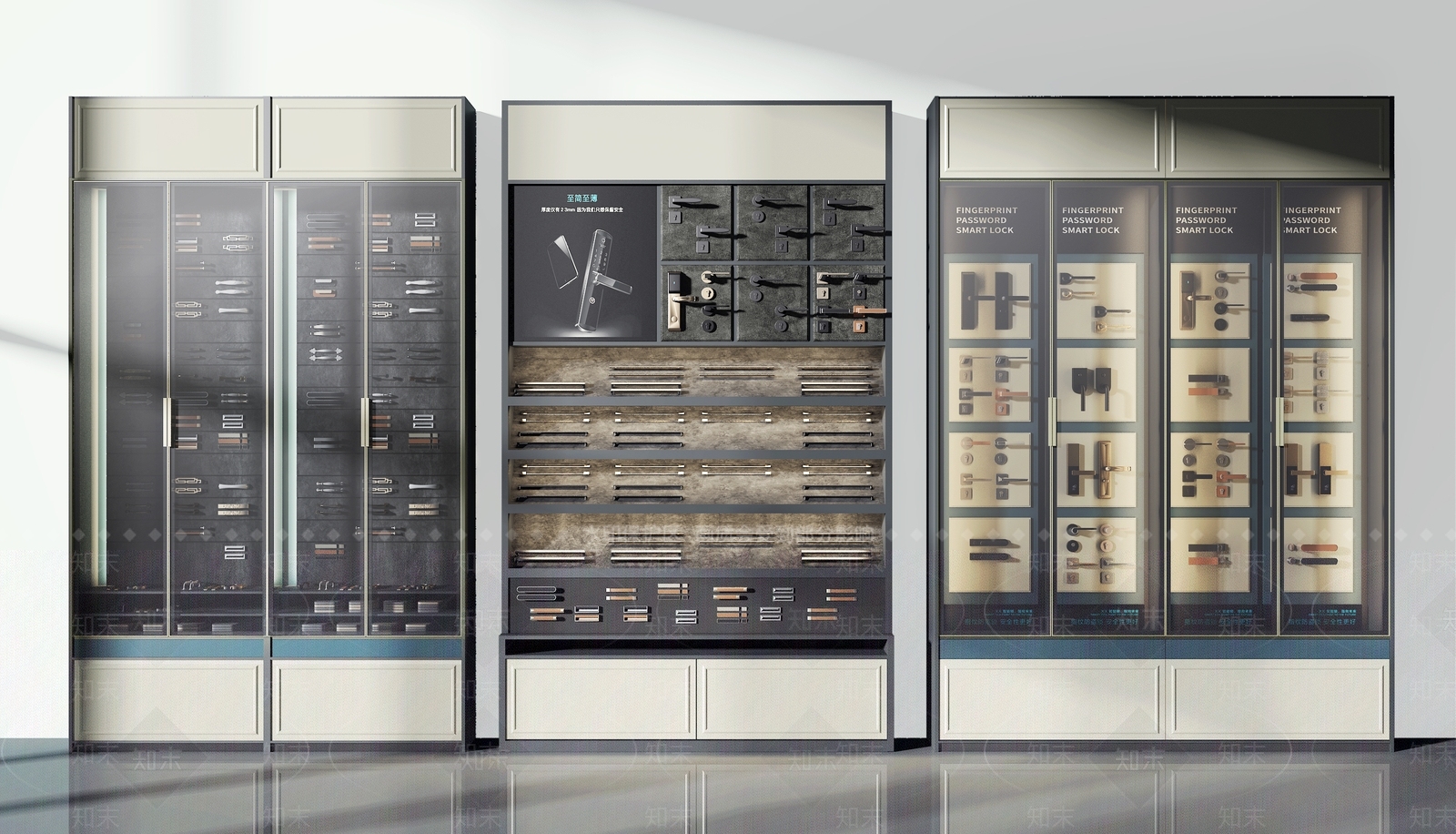 现代五金门锁展示柜SU模型下载【ID:1112060885】