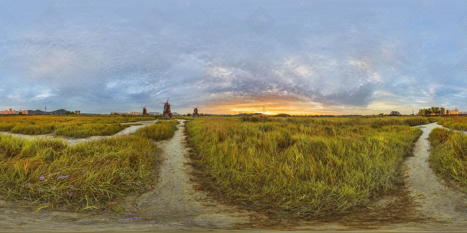 野外田野风车HDR贴图下载【ID:1112063969】