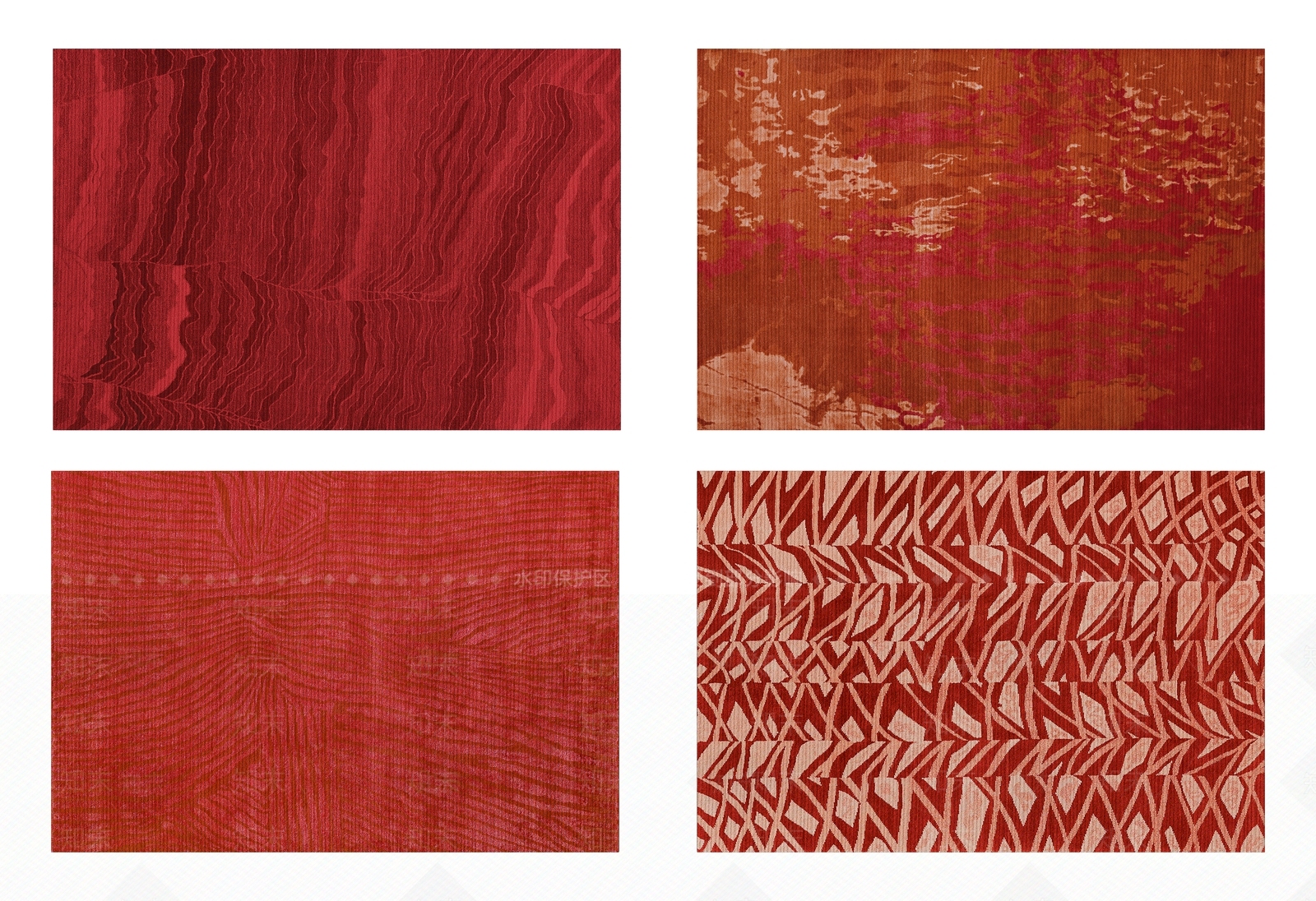 现代深红色抽象图案地毯组合3D模型下载【ID:1112086626】