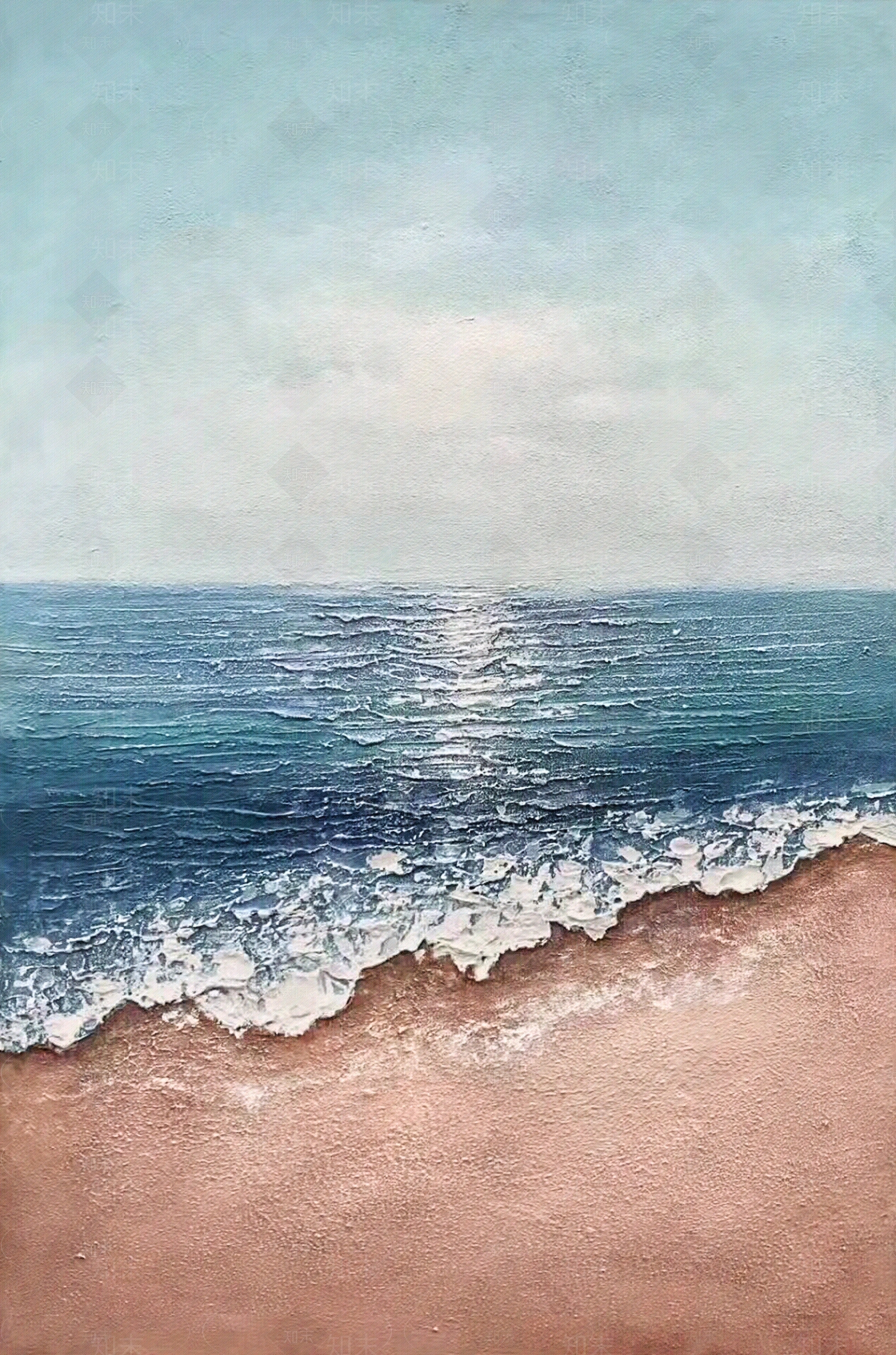 现代油画海浪风景装饰画贴图下载【ID:1112090111】