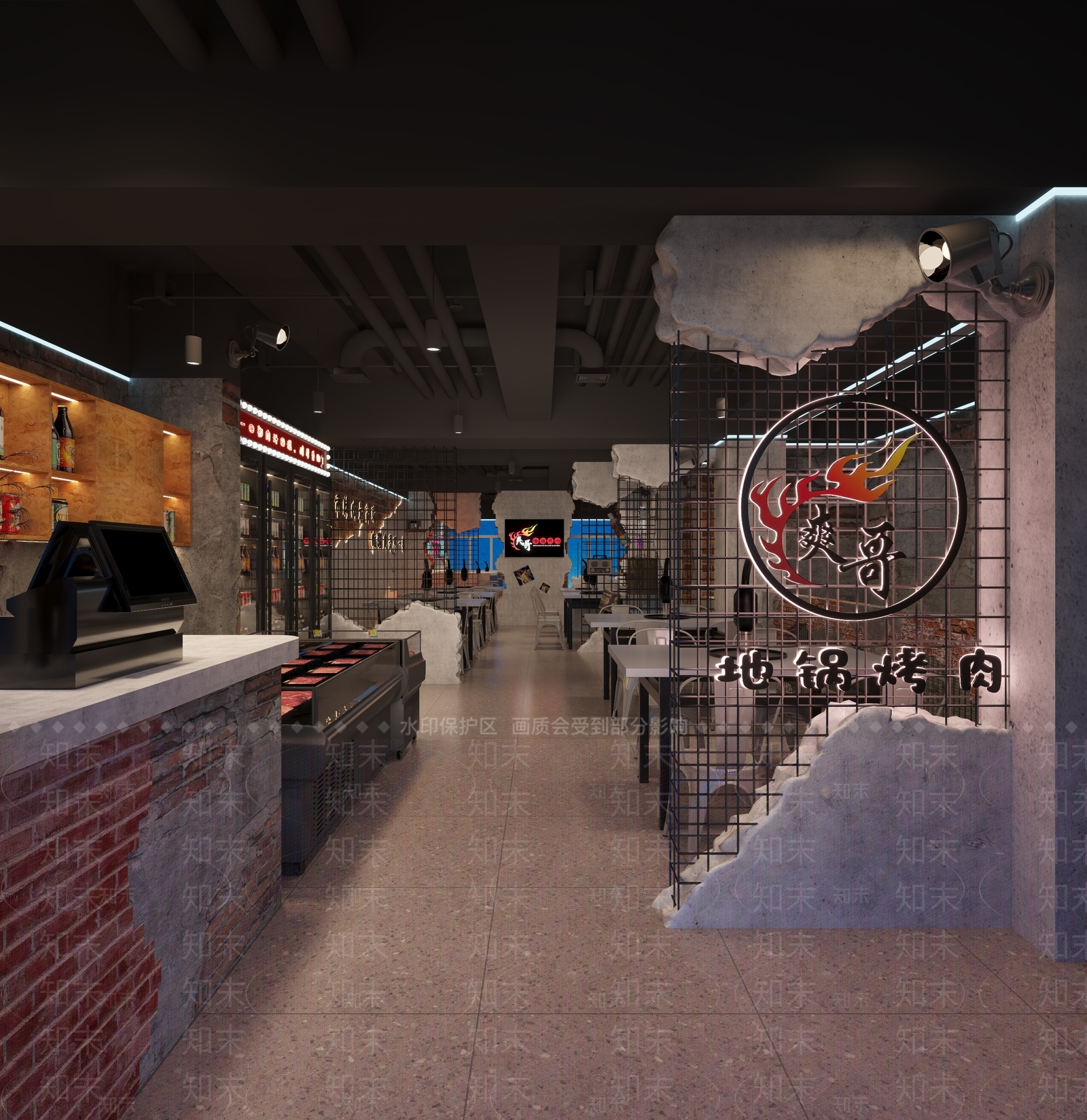 工业风烤肉店3D模型下载【ID:1112105258】