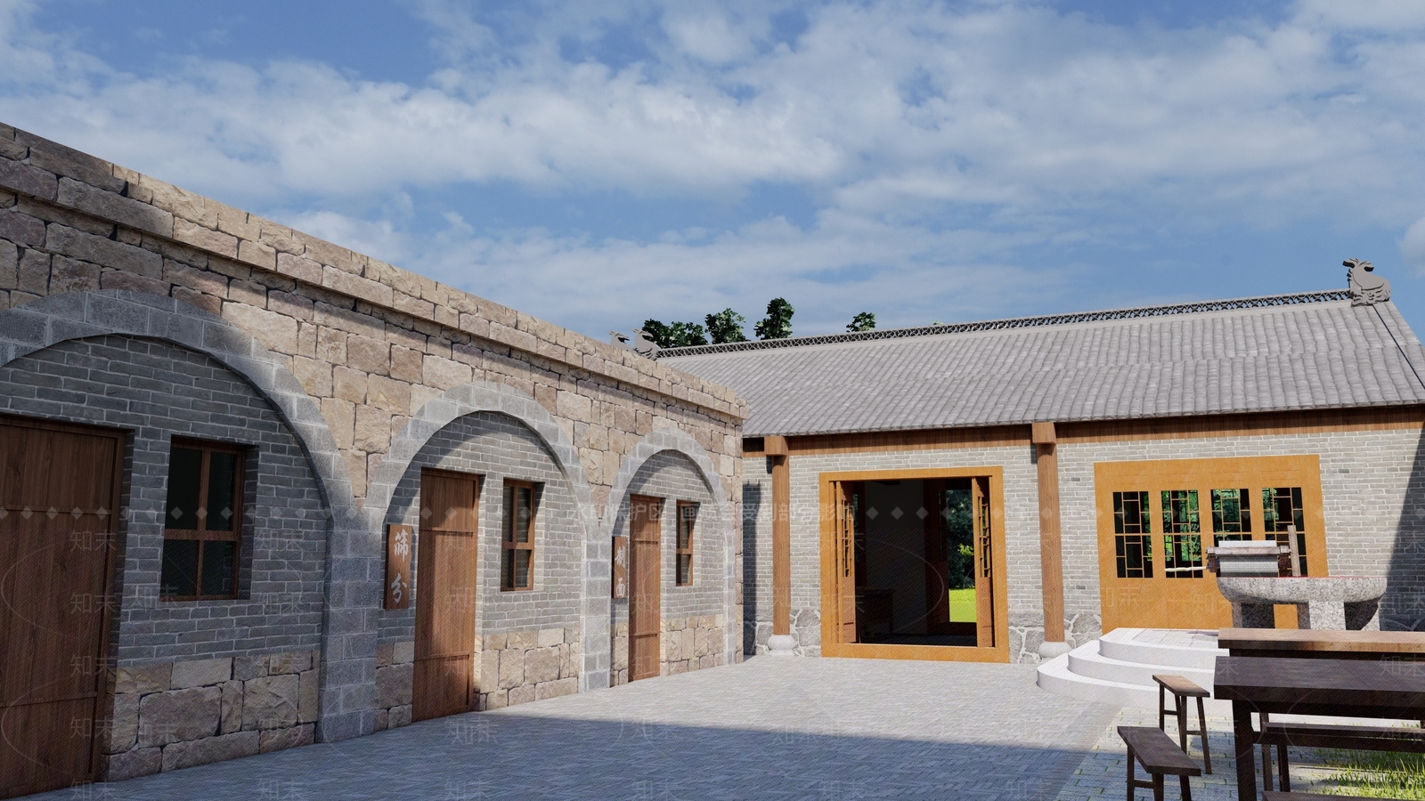 中式餐饮建筑SU模型下载【ID:1112190712】