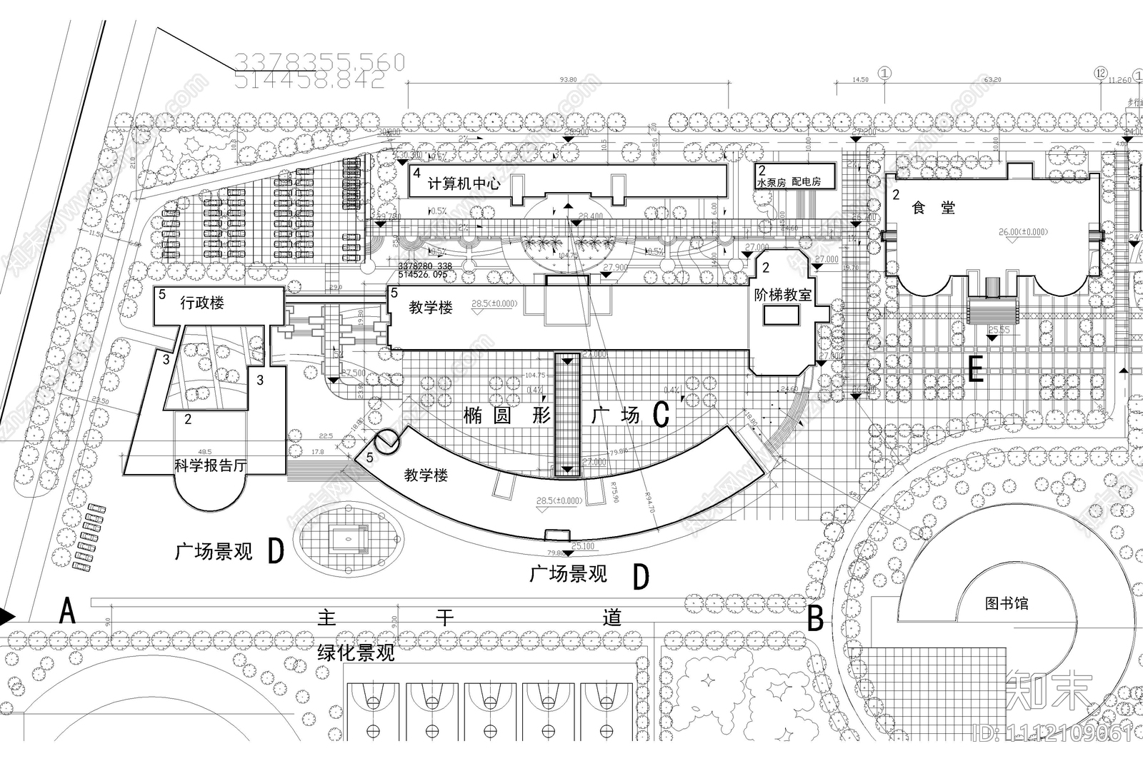 大学校园绿化及总平面图施工图下载【ID:1112109061】