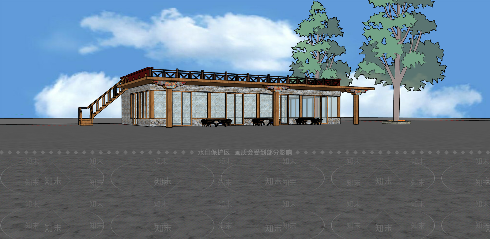 现代藏式风格餐厅SU模型下载【ID:1112112056】
