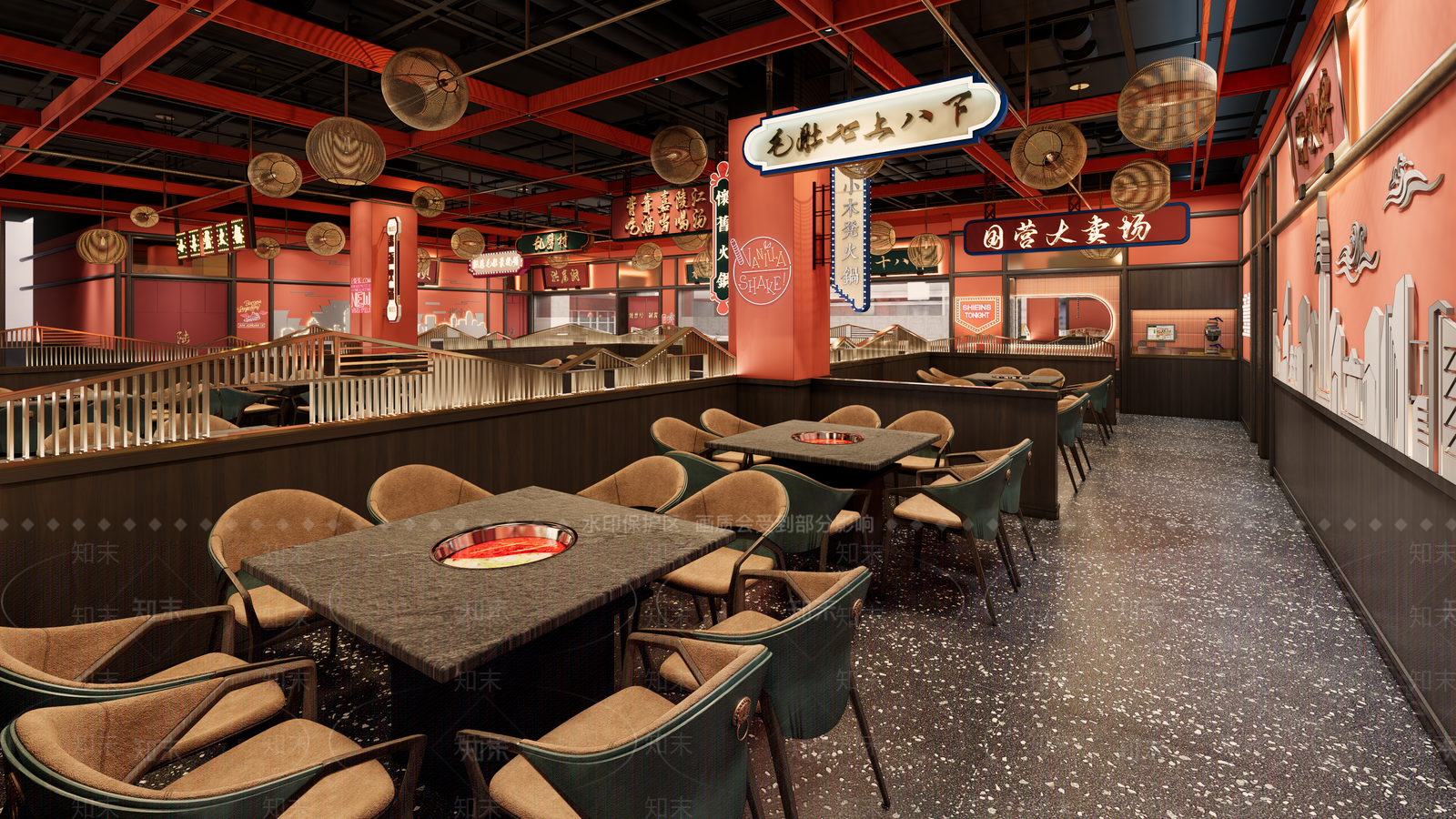 新中式国潮火锅店SU模型下载【ID:1112113618】