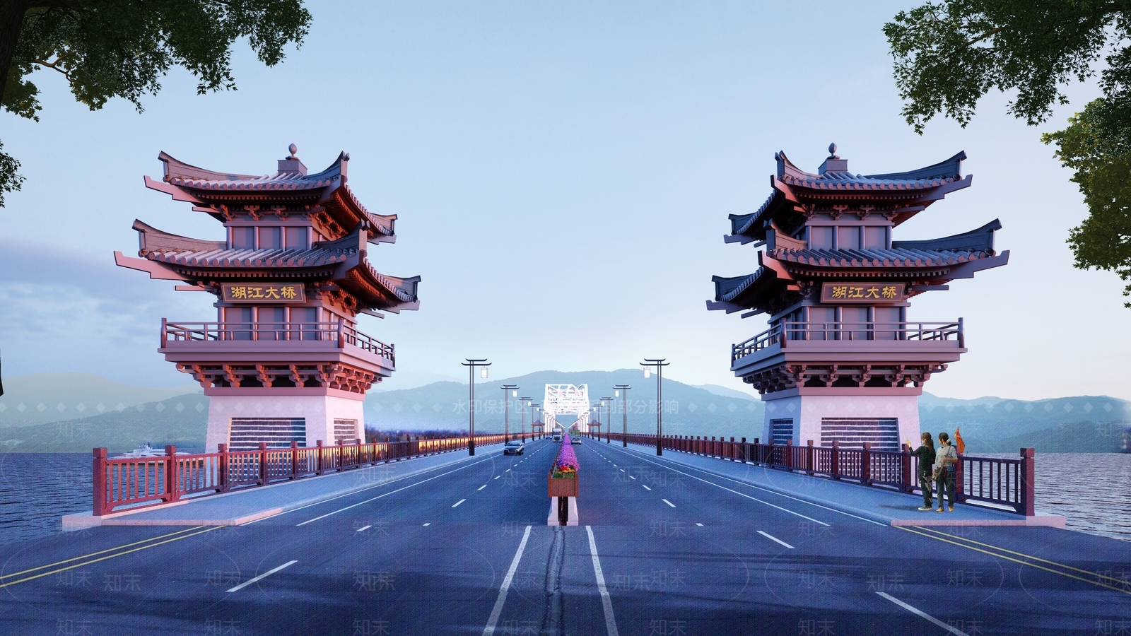 新中式大桥SU模型下载【ID:1112114069】