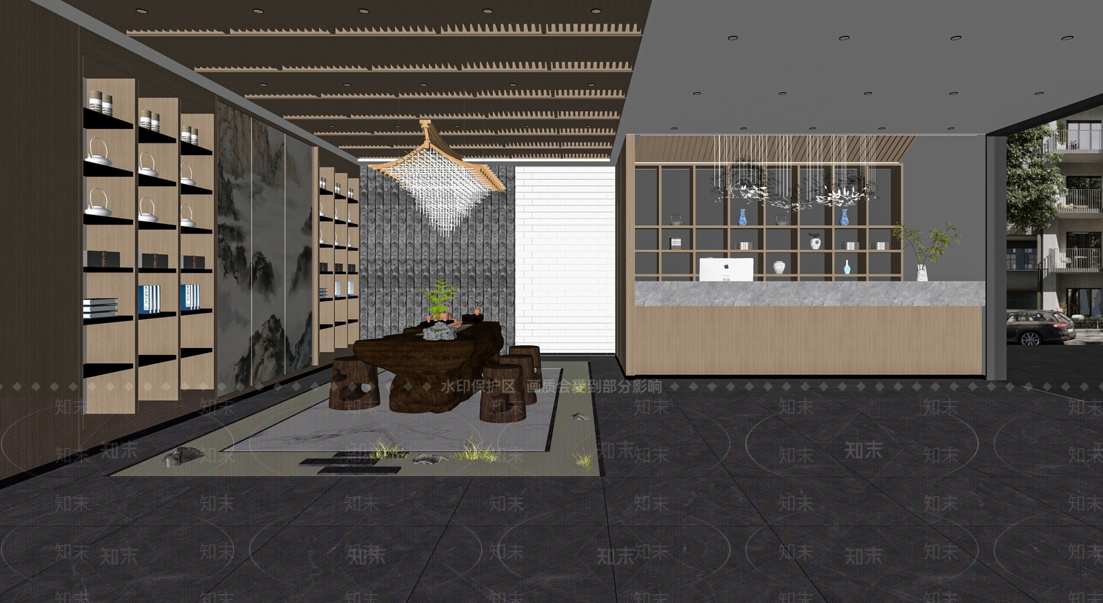 新中式茶叶店SU模型下载【ID:1112202477】