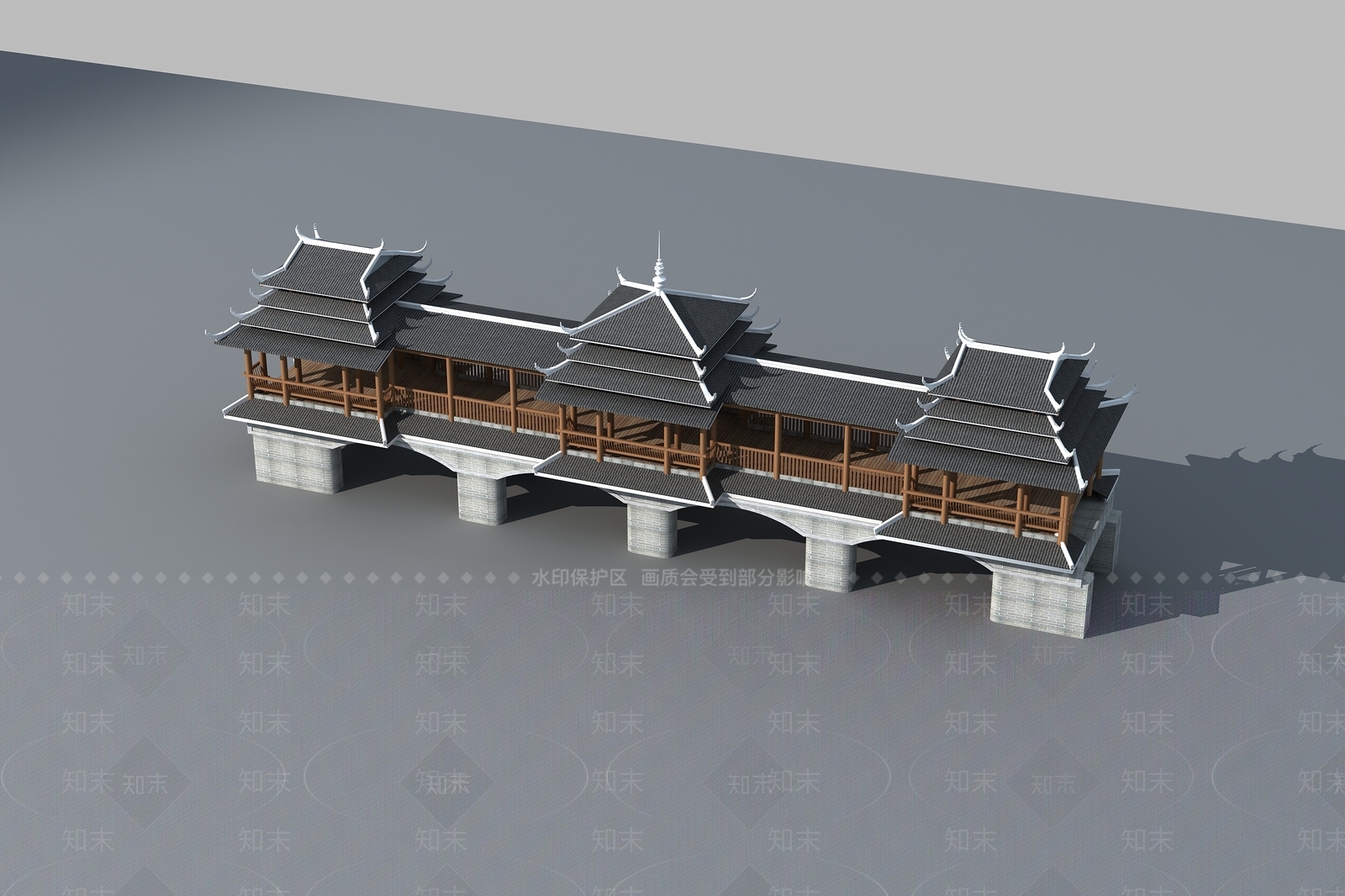中式桥3D模型下载【ID:1112117220】