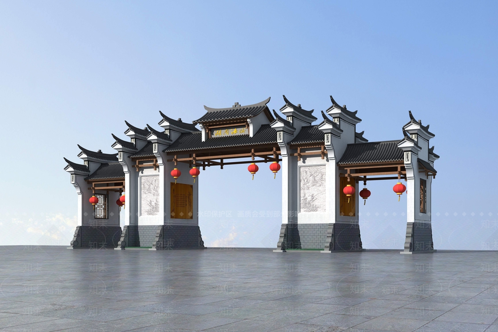 中式牌楼牌坊3D模型下载【ID:1112119392】