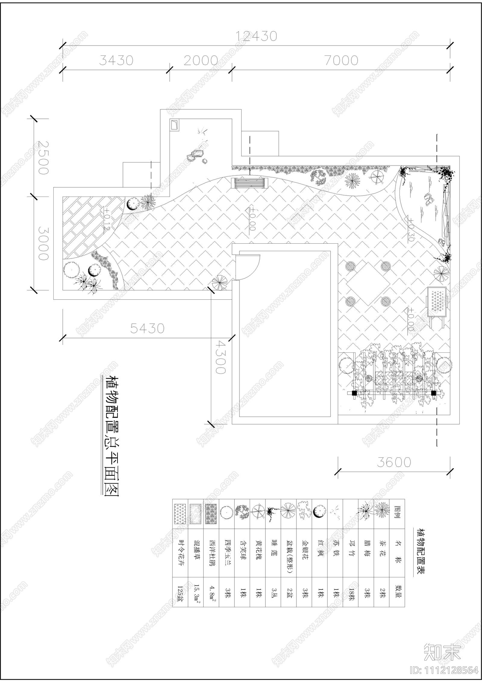 小区屋顶花园设计平立面图施工图下载【ID:1112128564】