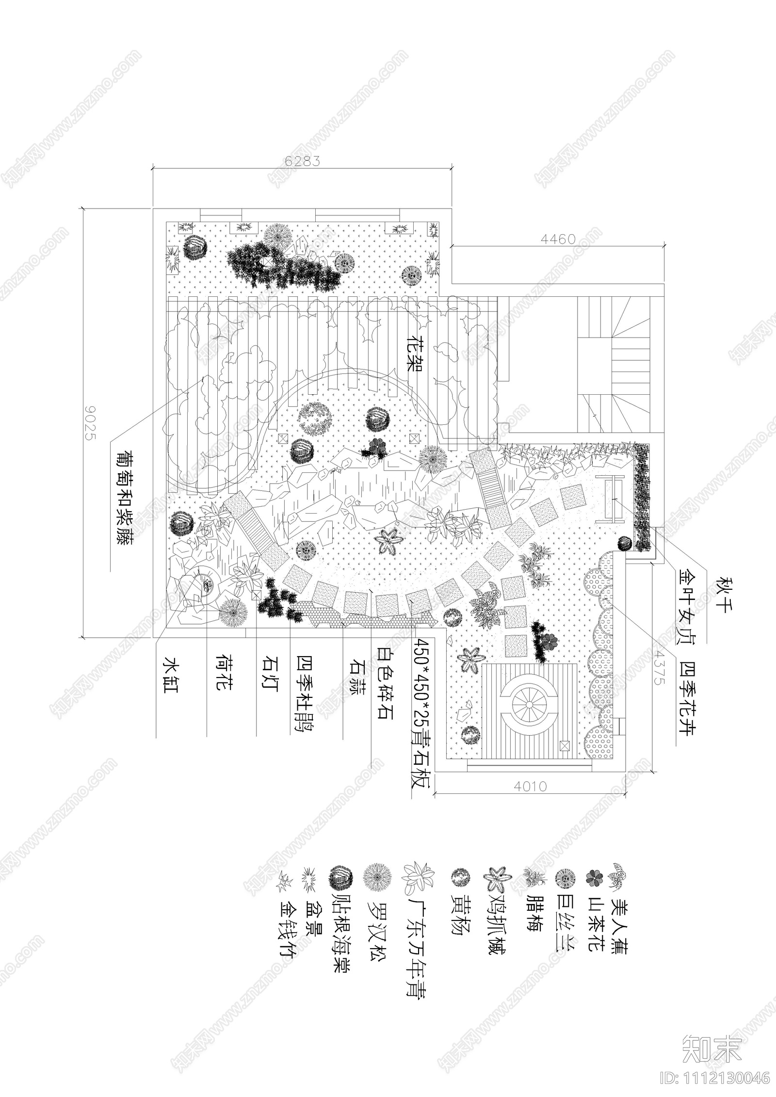 小区屋顶花园设计平立面图施工图下载【ID:1112130046】