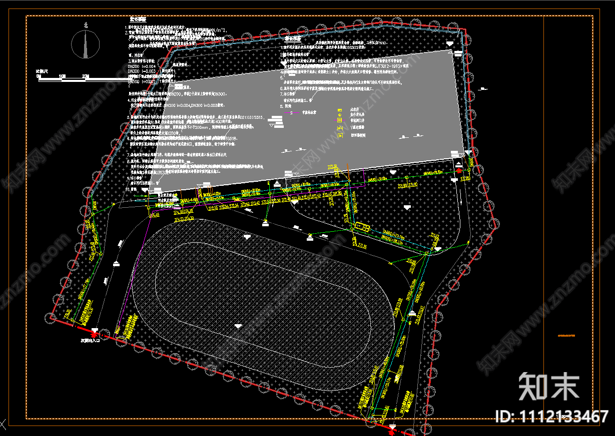 一层体育馆建筑给排水图纸cad施工图下载【ID:1112133467】