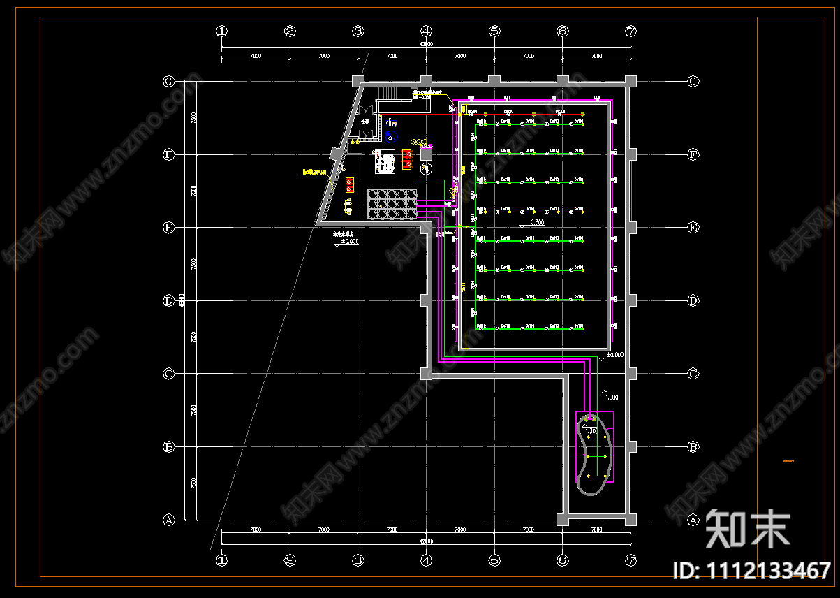 一层体育馆建筑给排水图纸cad施工图下载【ID:1112133467】