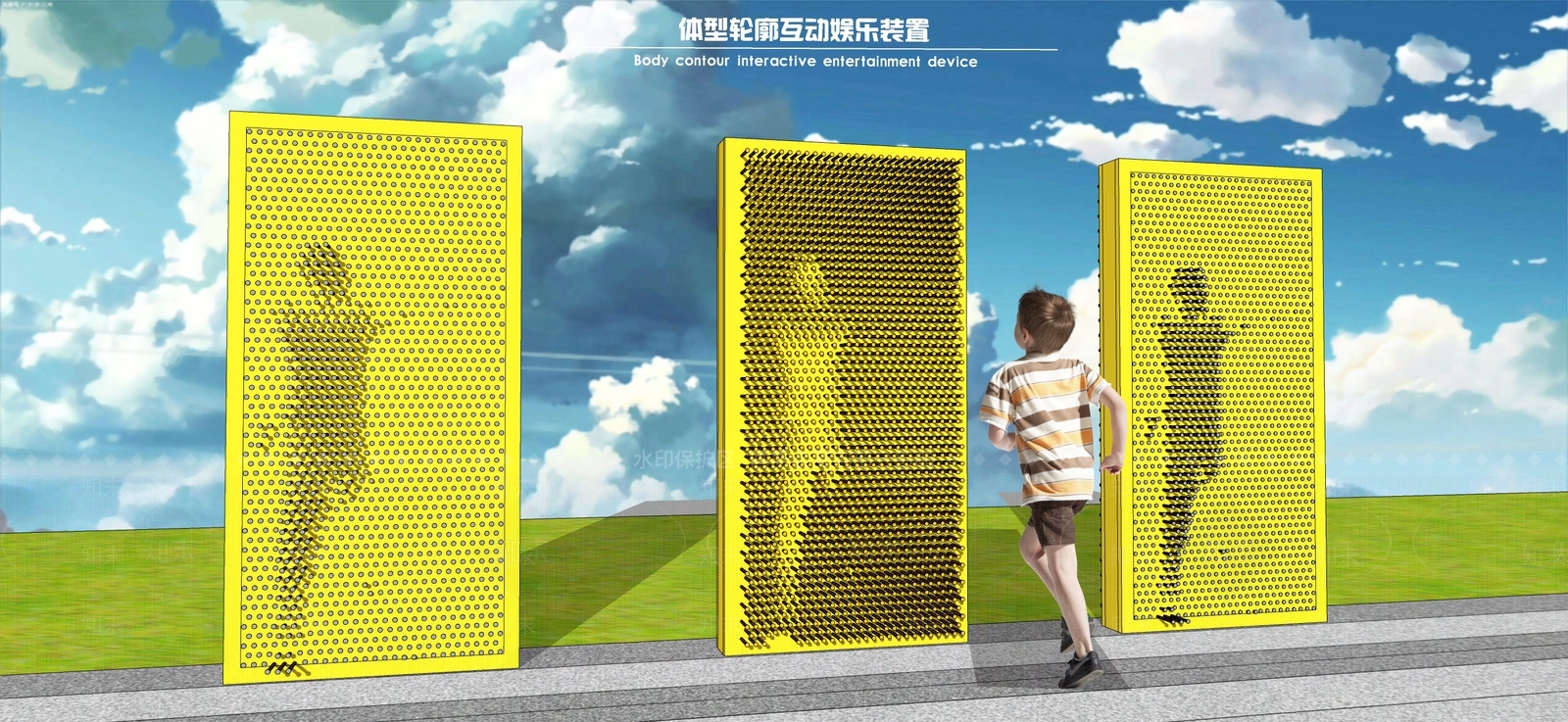 现代儿童体型轮廓互动娱乐设施SU模型下载【ID:1112137497】