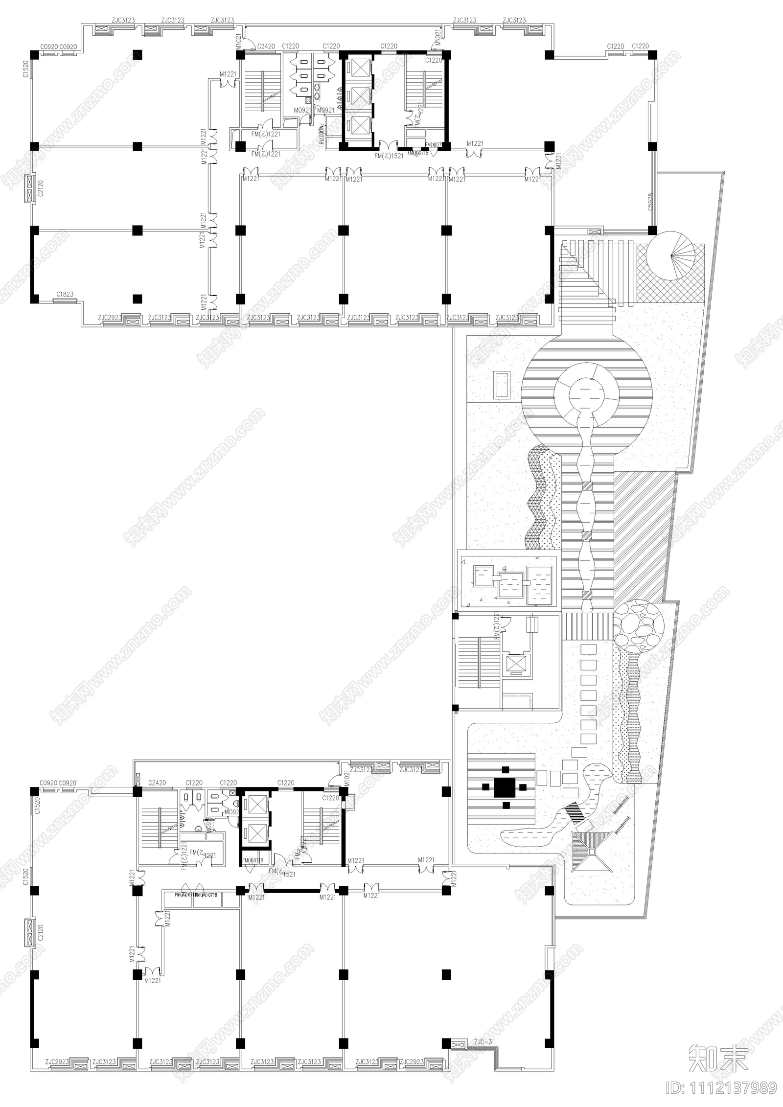 小区屋顶花园设计平立面图cad施工图下载【ID:1112137989】