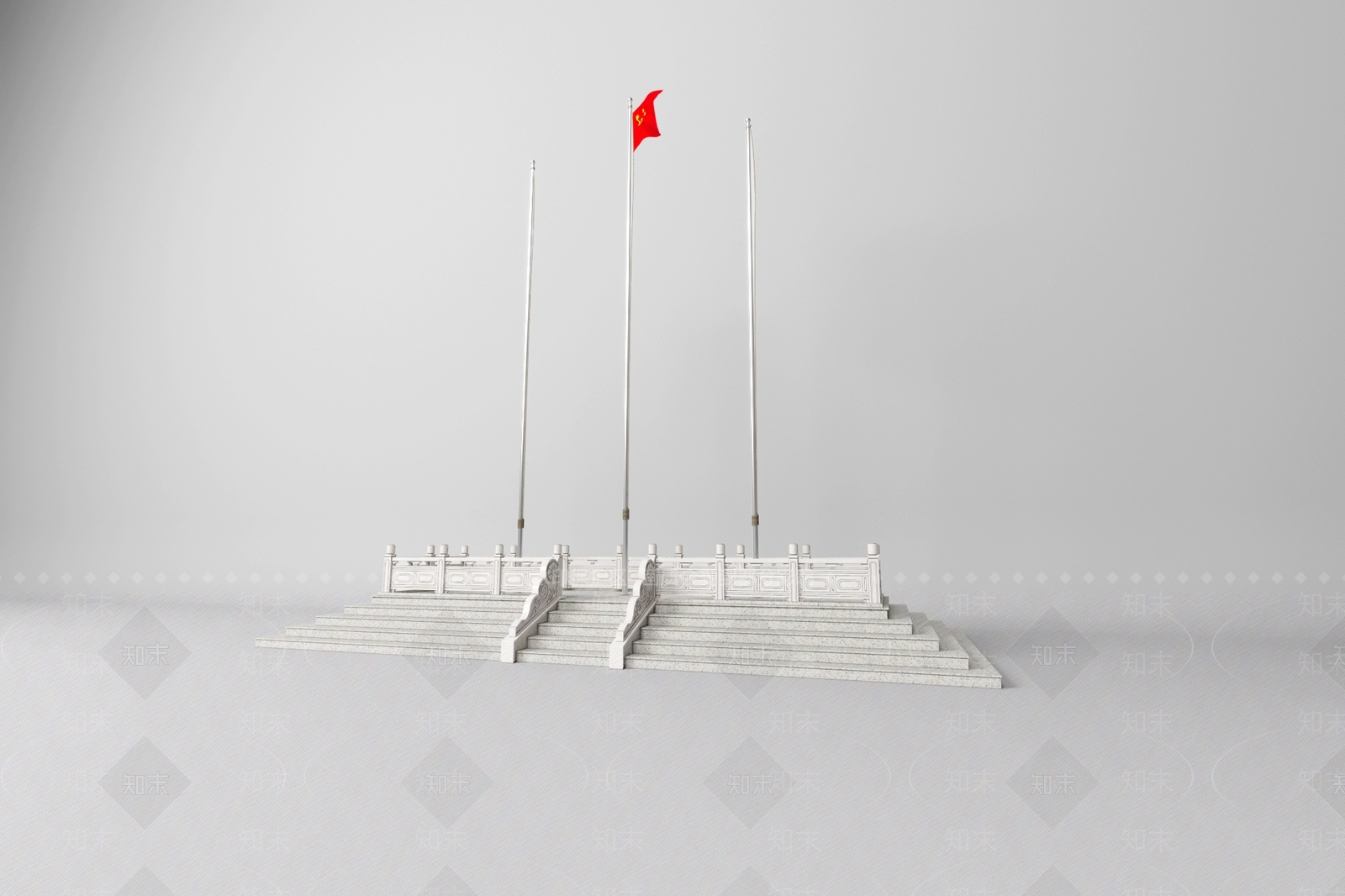 现代升旗台3D模型下载【ID:1112140942】