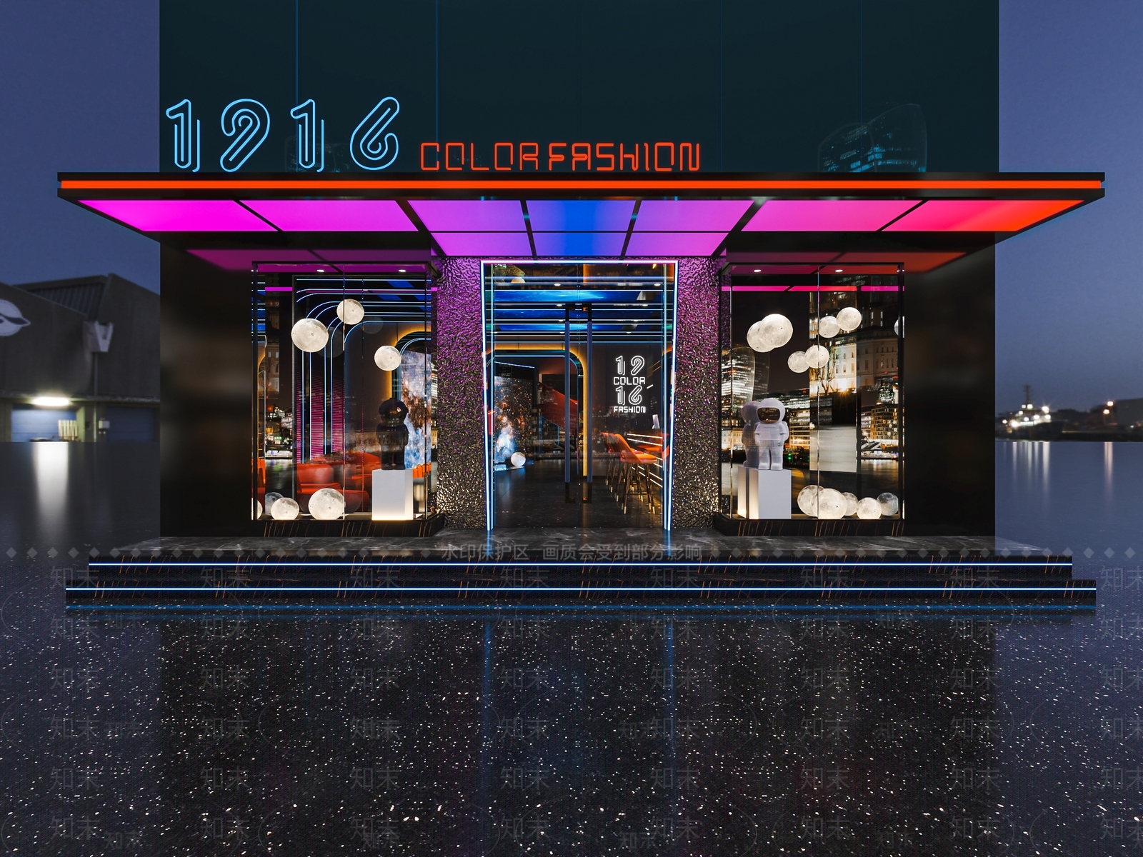 现代清吧酒吧门头SU模型下载【ID:1112148363】